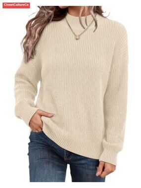 Cozy Mock Neck Long Sleeve Sweater Fall Outfit Layering Top